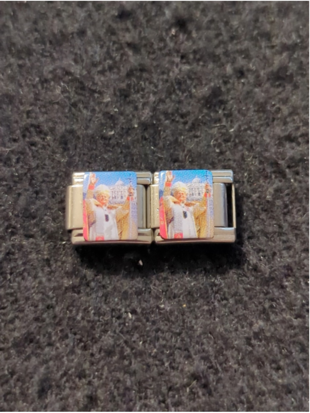 Vintage D'linQ Pope John Paul II 9mm Italian Charm Bracelet Charms - Set Of 2